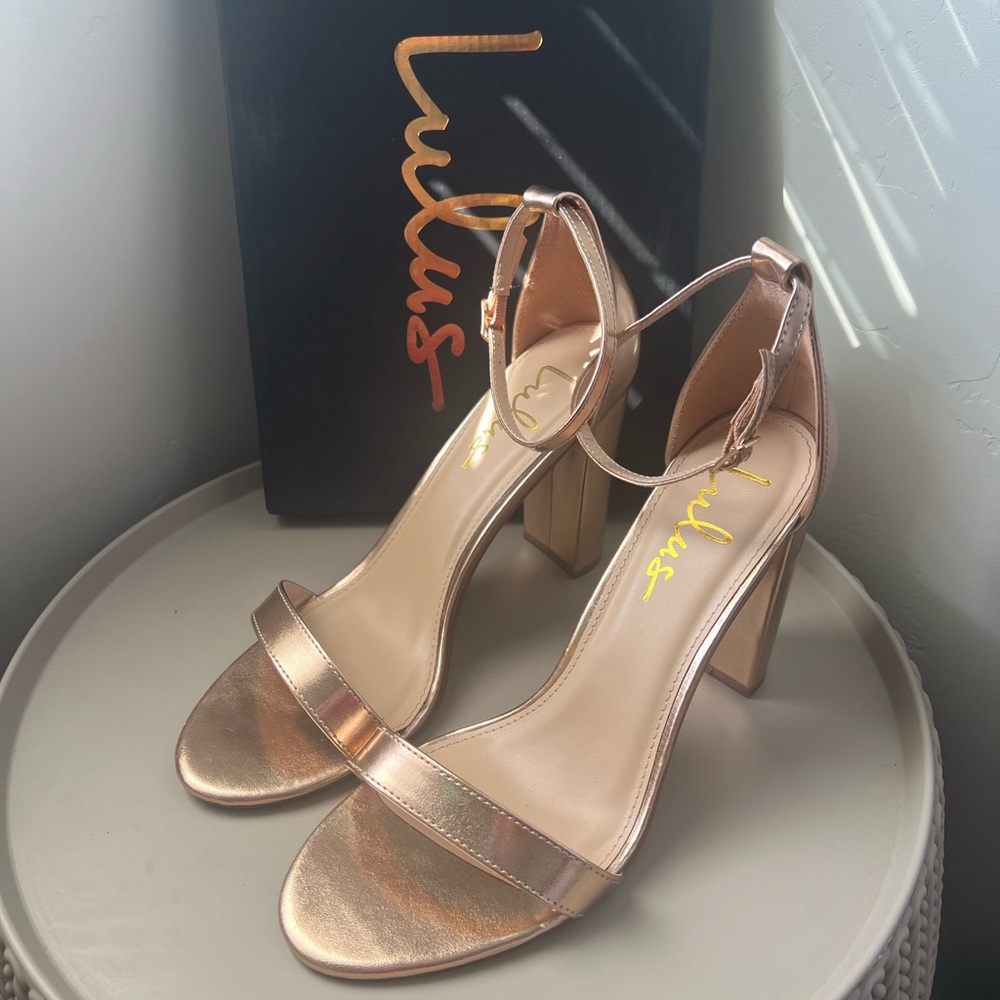 Lulus Taylor Rose Gold Heels